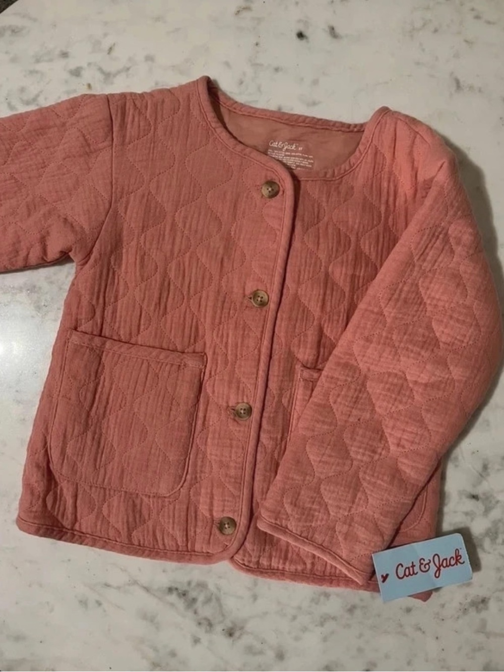 Cat & Jack Quilted Coral Pink Jacket for Kids